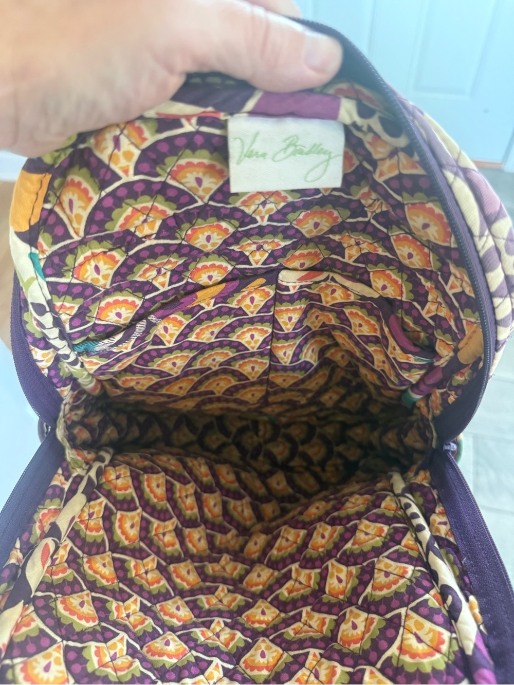 Vera Bradley Quilted Floral Patchwork Backpack in Purple, Teal, Yellow - Picture 5 of 6